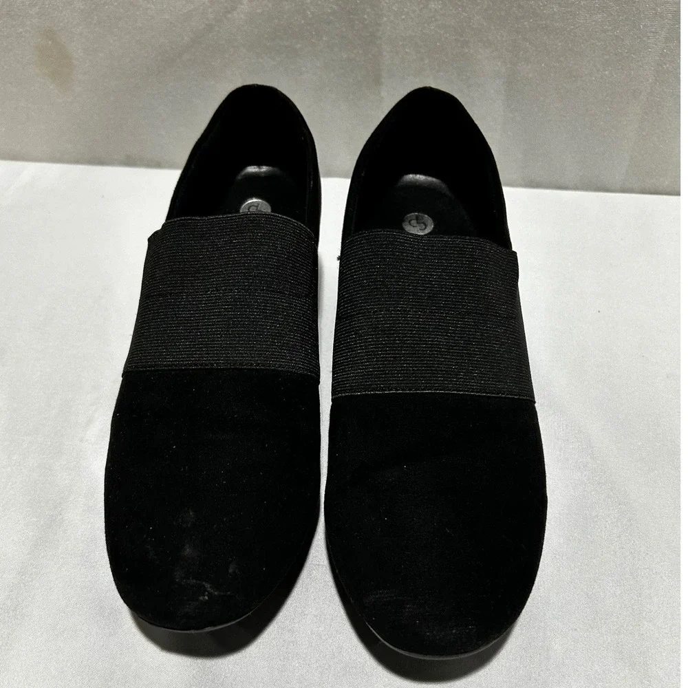 Womens Black Suede Wedge Slip‎ On Comfort Shoes Size 8 Slip On Flats